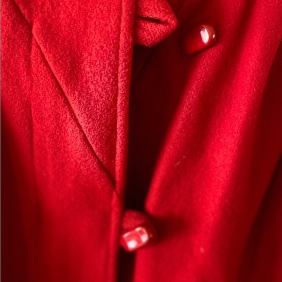 Maggie T Womens Coat Size M Red Wool Boucle Swing High Neck Long Sleeve - Picture 3 of 8